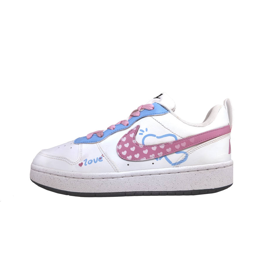 Nike Nike Court Borough Skateboard Shoes Unisex Low Top White Blue Pink Colorway