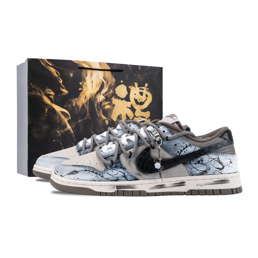 Nike Nike Dunk Ink Snake Abrasion Resistant Low top Skateboard Shoes Unisex Black White