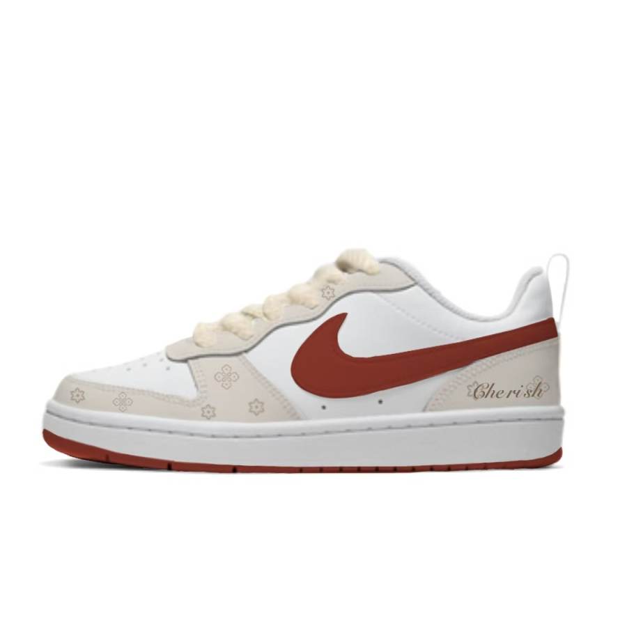 Nike Nike Court Borough Synthetic Leather, Leather Abrasion Resistant Breathable Low top Kids' Skateboarding Shoes Red White