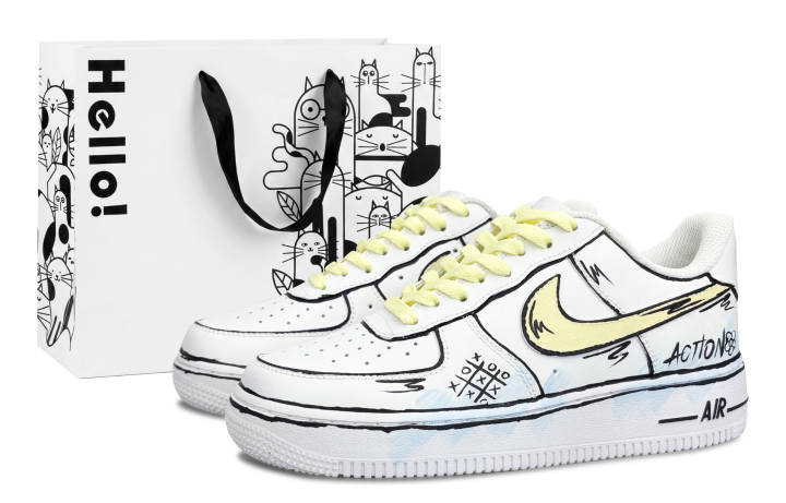 Nike Nike Air Force 1 Skateboard Shoes Unisex Low Top White/Black/Yellow