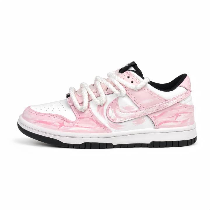 Nike Nike Dunk Leather Abrasion Resistant Height Increasing Low top Kids' Skateboarding Shoes Pink Teenagers