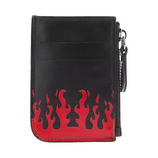 Vision Of Super Zip Closure Leather Wallet Unisex Black/Red
