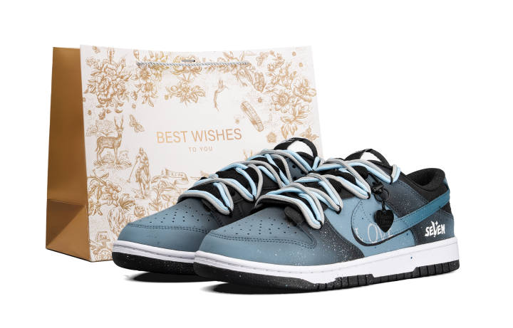 Nike Nike Dunk Low top Kids' Skateboarding Shoes Black Blue Teenagers