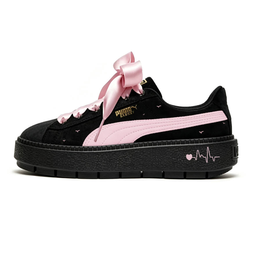 PUMA Platform Trace Pu Cushioning Abrasion Resistant Height Increasing Low top Skateboard Shoes Women's Pink