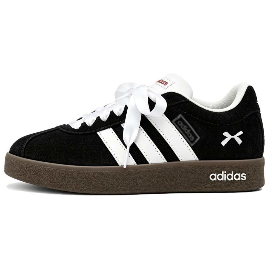 Adidas Adidas VL COURT 2.0 White Butterfly Dream Suede Abrasion Resistant Lightweight Skateboard Shoes Unisex Black White