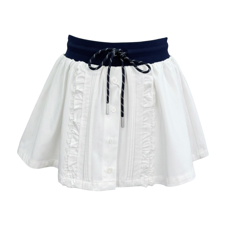 FINDSME GAGA Casual Short Skirts Women's White Skirt Moderate Short Skirt A Line Skirt
