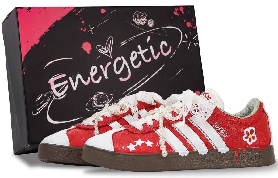 Adidas Adidas Vl Court Classic Berry Party Balance Lightweight Low top German Army Trainers Unisex White Red