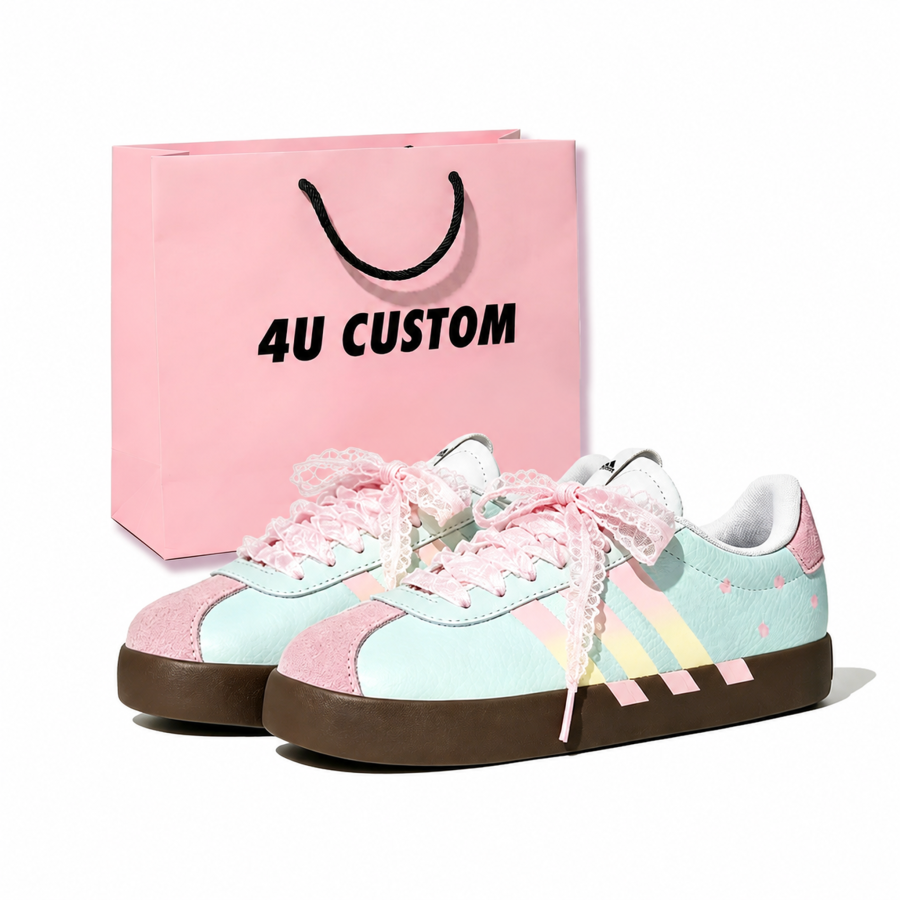 Adidas Adidas VL COURT 3.0 German Army Trainers Women's Low Top Green/Pink