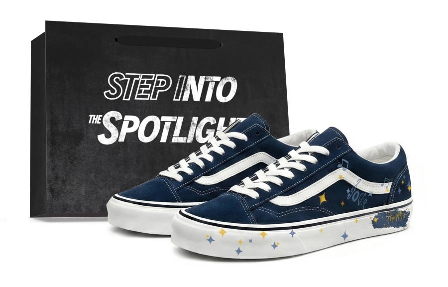 Vans Style 36 Starry Night Letter, Hand Drawn Graffiti, Vintage Distressed, Fashion Versatile, Shopping Bag