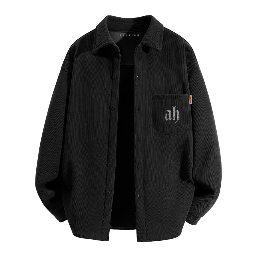 Tonlion Shirts Unisex Lapel Thickened And Fleece Lined Shirt