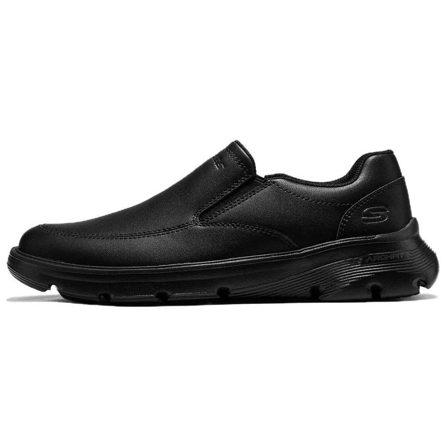 Skechers Casual Leather Shoes Men's Low Top Black