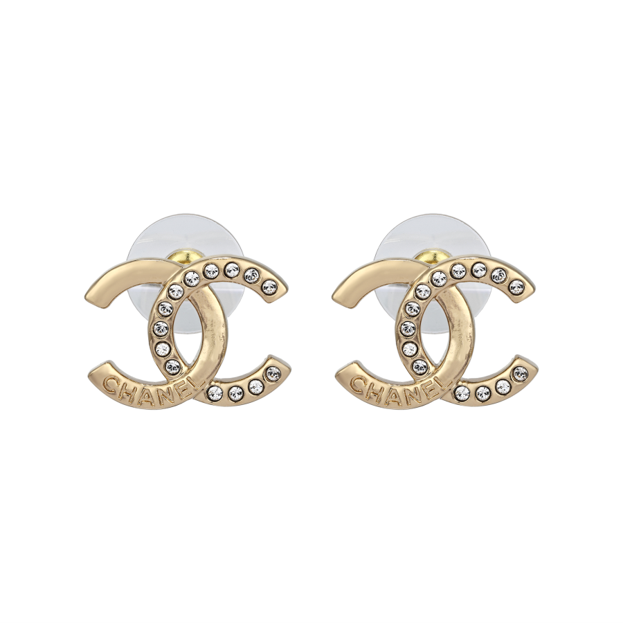 CHANEL Rhinestone Stud Earrings Women's