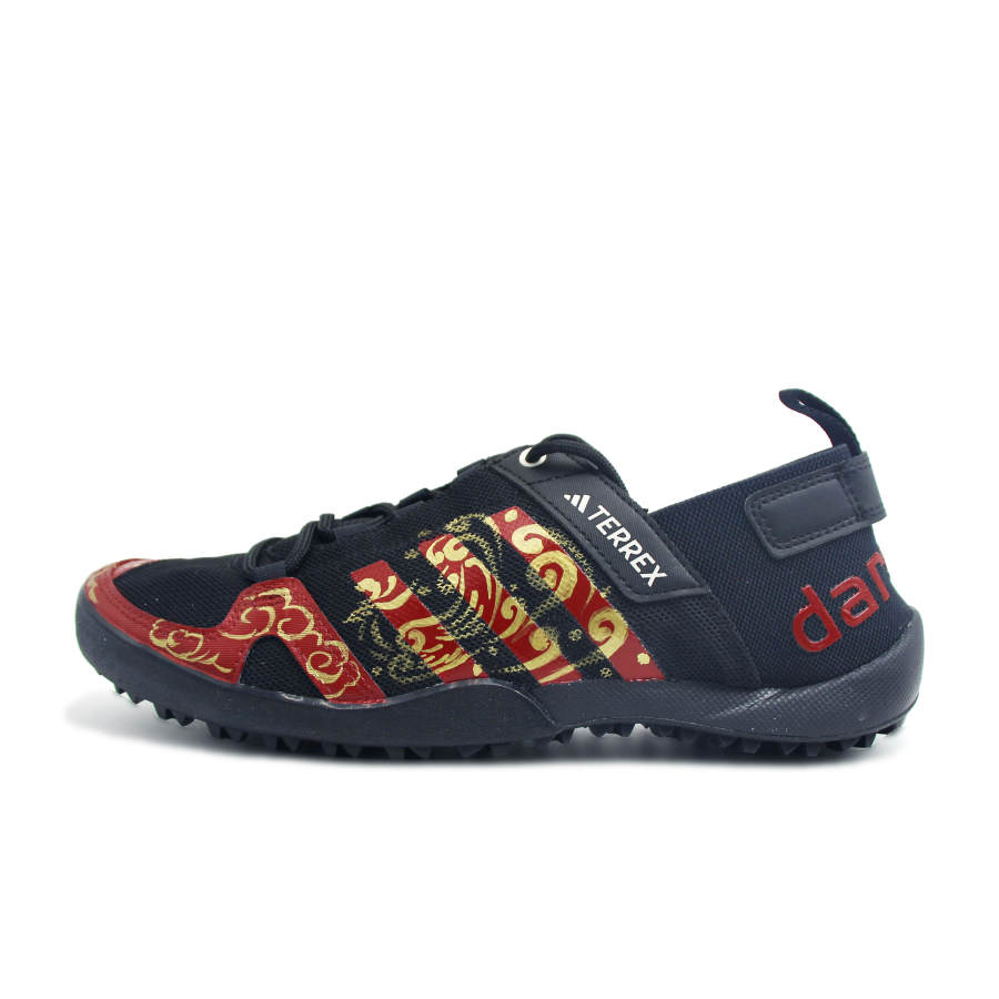 Adidas Adidas Terrex Daroga Fabric Hand Drawn Graffiti Abrasion Resistant Breathable Low top Hiking Shoes Men's Black Gold Red