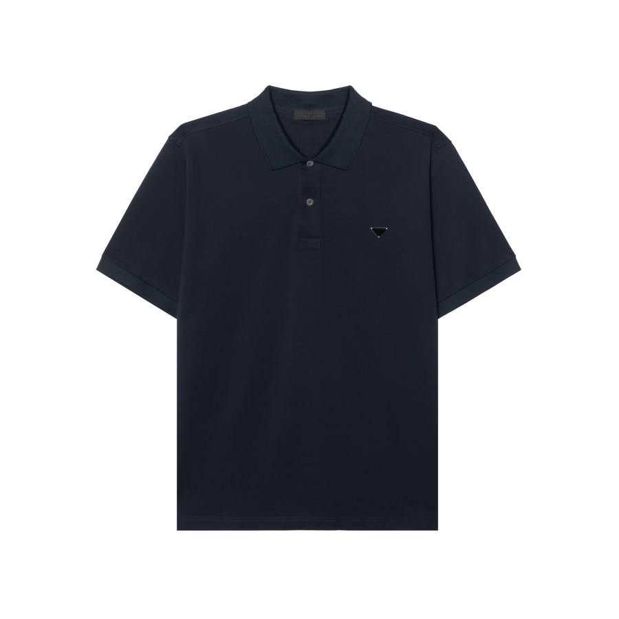 PRADA PRADA Polo Shirts Men's Marine Blue Polo Collar Moderate