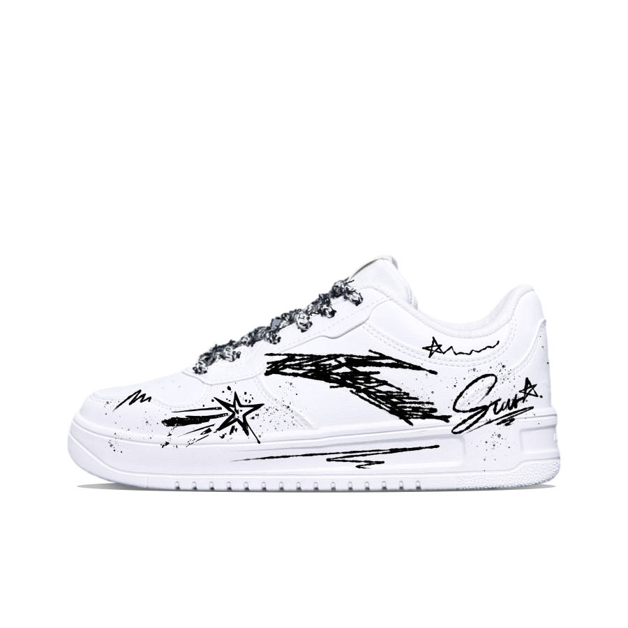 ANTA Easy Skateboard Shoes Men's Low Top Black/White