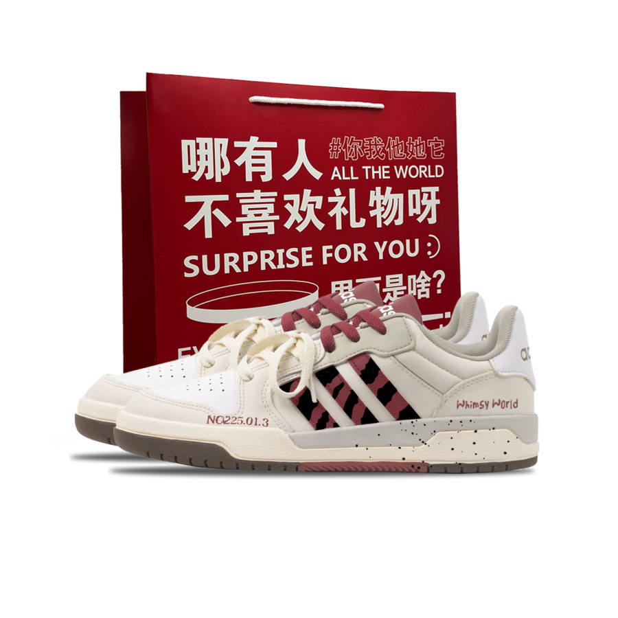 Adidas Neo Entrap Fantasy World, Shopping Bag Abrasion Resistant Low top Skateboard Shoes Unisex Beige White Red