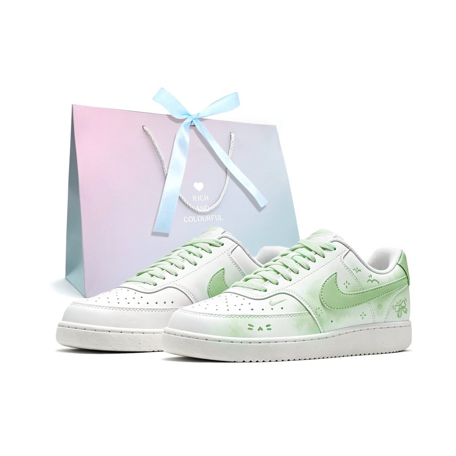 Nike Nike Court Vision Low Green Grape Jelly, Shopping Bag Skateboard Shoes Women's White Green