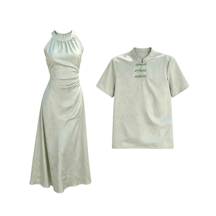 TUSHIFEI Couple Sets Women's Stand Collar Moderate Mid Length