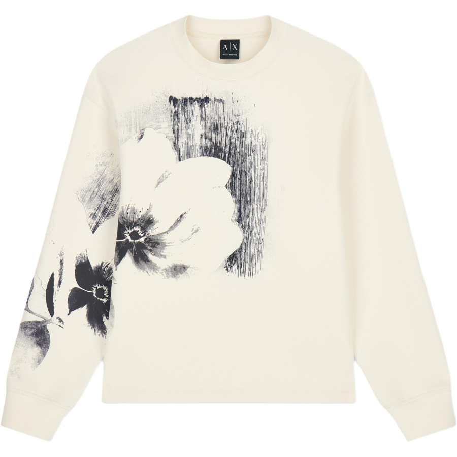 ARMANI EXCHANGE Sweatshirts Men's White Crew Neck Moderate Straight Fit