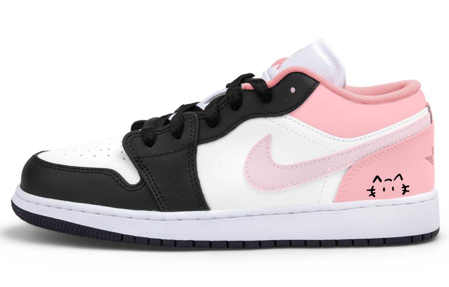 Jordan Jordan Air Jordan 1 Pink Ink Kitten Low top Children's Basketball Shoes White Pink Unisex