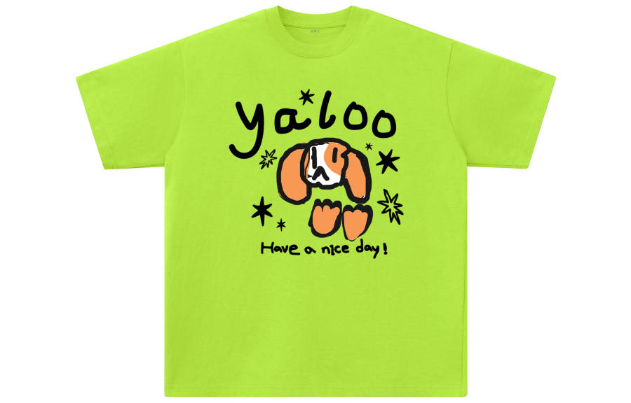 YALU T Shirts Unisex Neon Green Crew Neck Moderate Straight Fit