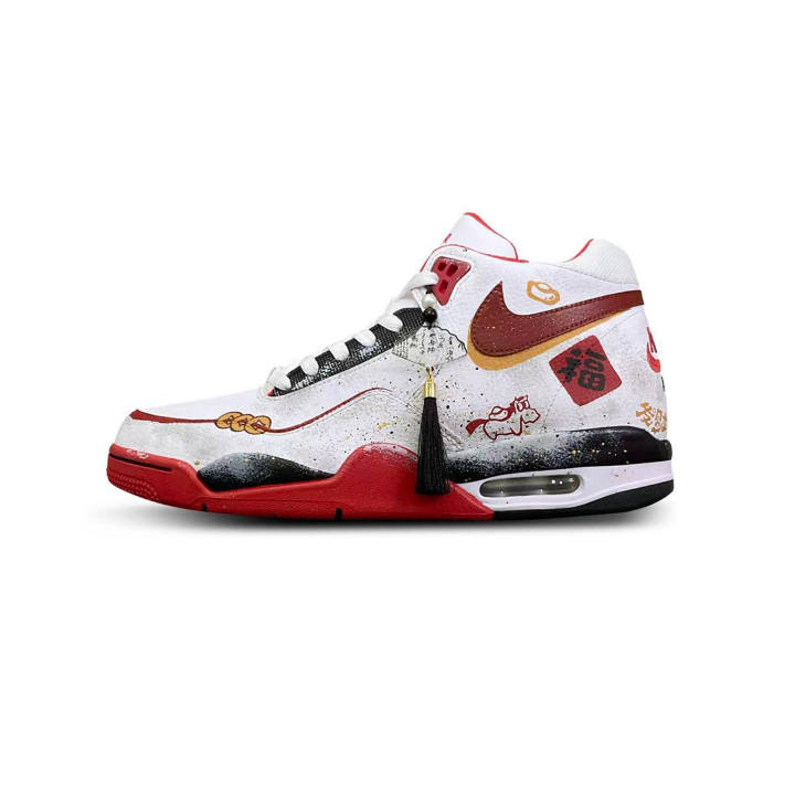 Nike Nike Flight Legacy Ta Tu Alice Mid top Vintage Basketball Shoes Men's Red White