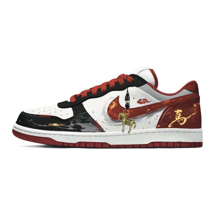Nike Nike Big Red Gold With Junyi Print Leather Abrasion Resistant Lightweight Breathable Height Increasing