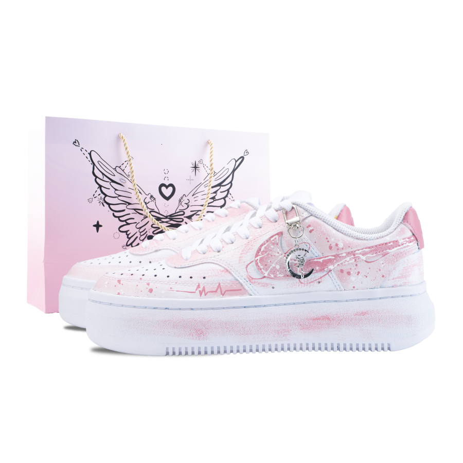 Nike Nike Court Vision 1 Heartfelt Signal Slip Resistant Abrasion Resistant Low top Skateboard Shoes Women's White Pink