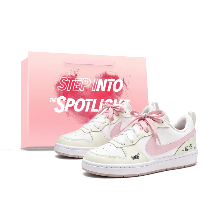 Nike Nike Court Borough Skateboard Shoes Women's Low Top White/Pink/Beige