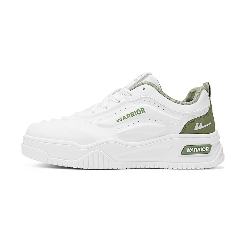 Warrior Height Increasing Abrasion Resistant Lightweight Low top Skateboard Shoes Men's White Green