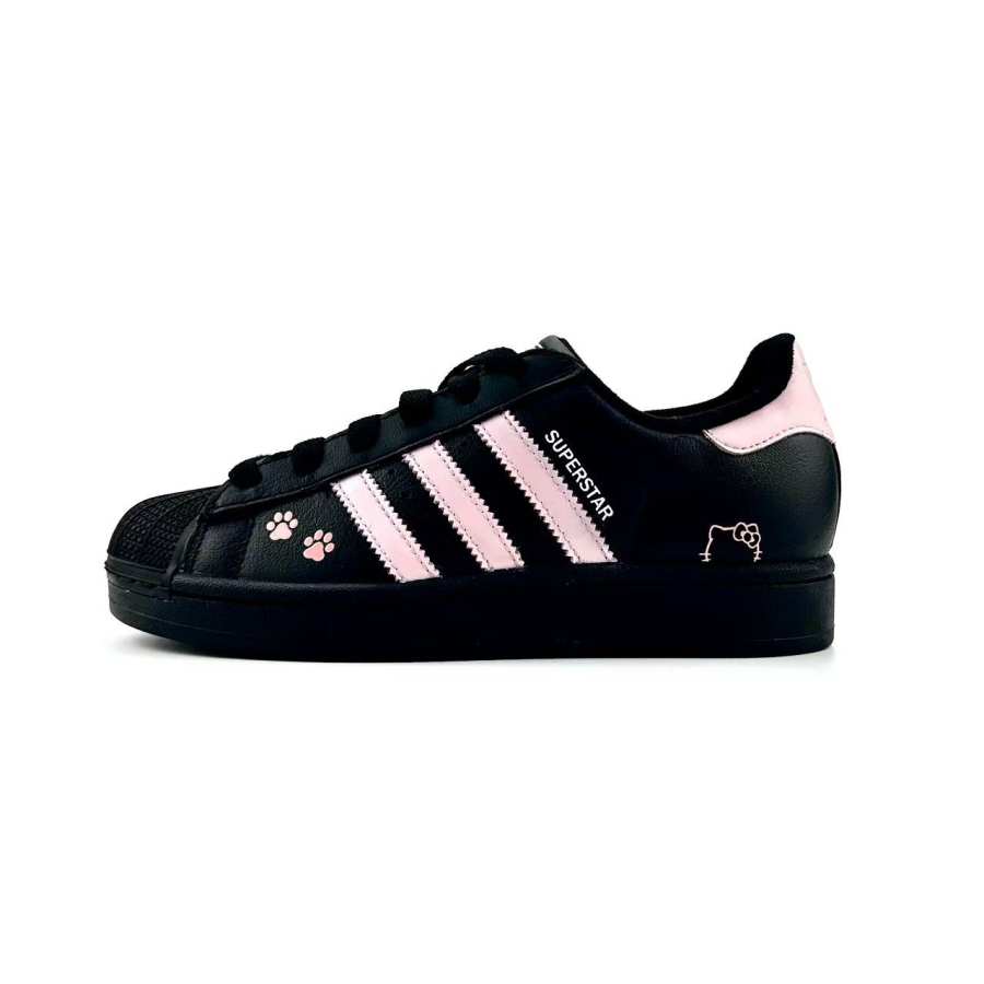 Adidas Originals Superstar 2 Meow Claw Leather Abrasion Resistant Support Low top Kids' Skateboarding Shoes Pink Unisex