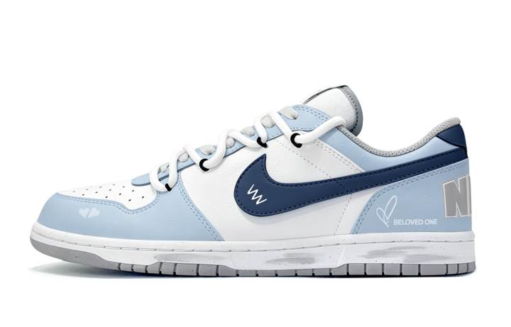 Nike Nike Big Whisper Of Light Blue Leather Abrasion Resistant Breathable Low top Skateboard Shoes Unisex