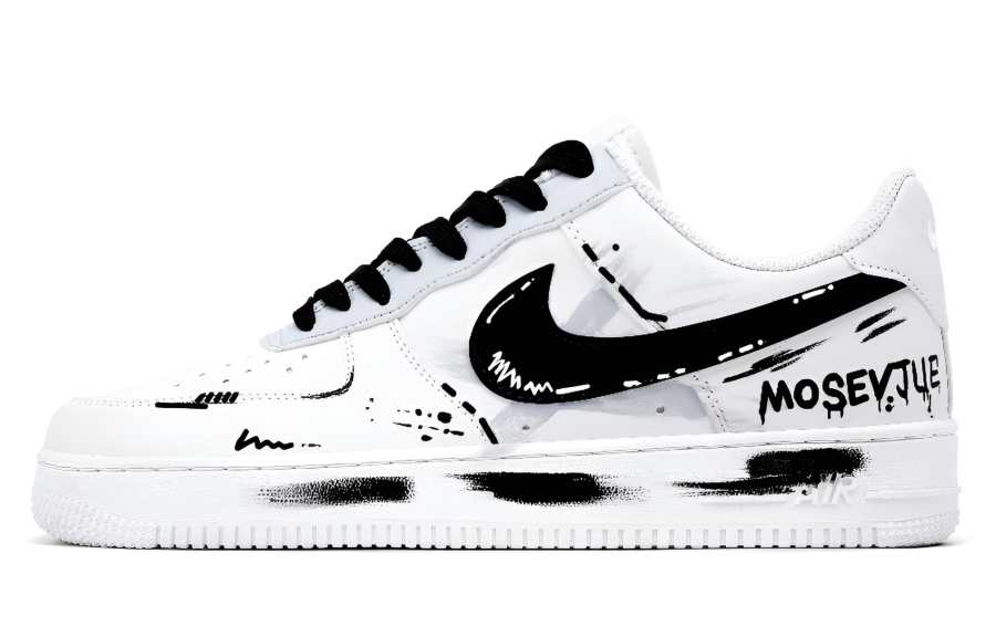 Nike Nike Air Force 1 Unordered Cushioning Slip Resistant Low top Skateboard Shoes Unisex Black White