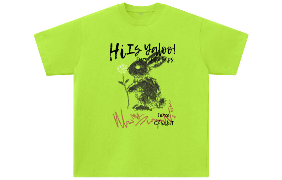 YALU T Shirts Unisex Neon Green Crew Neck Moderate Straight Fit