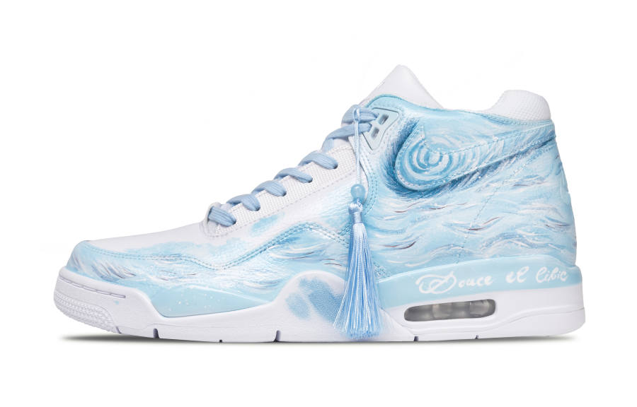 Nike Nike Flight Legacy Ice Night Glow Abrasion Resistant Slip Resistant Mid top Vintage Basketball Shoes Unisex Blue White