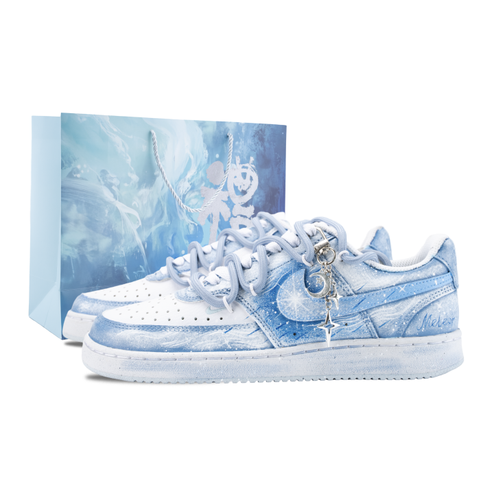 Nike Nike Court Vision Falling Galaxy Slip Resistant Abrasion Resistant Low top Skateboard Shoes Women's Blue White