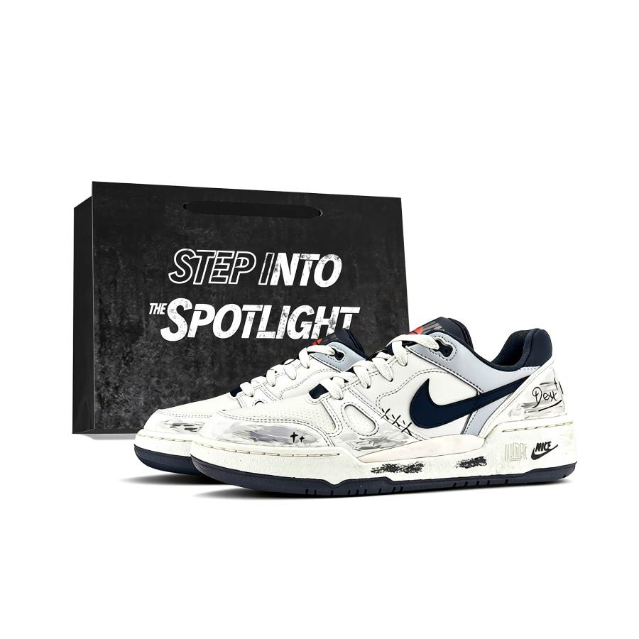 Nike Nike Full Force Slip Resistant Abrasion Resistant Low top Skateboard Shoes Unisex Black White Gray