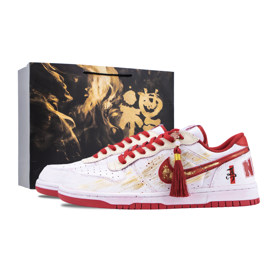 Nike Nike Big Red Fortune Horse Abrasion Resistant Low top Skateboard Shoes Men's White Red