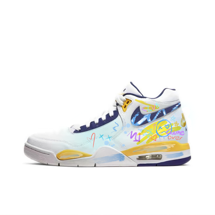 Nike Nike Flight Legacy Classic Style Mid top Vintage Basketball Shoes Men's Yellow White Blue