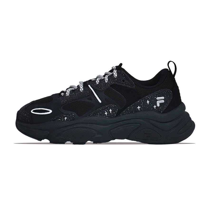 FILA Mars 2 Casual Shoes Women's Low Top Black With White, Red, And Blue Spots