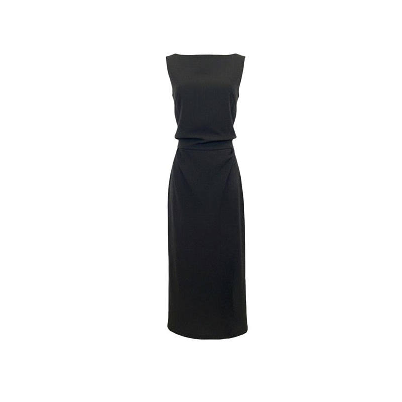 MARIE·COCO Sleeveless Dresses Women's Black Dress Crew Neck Moderate Long Skirt A Line Skirt