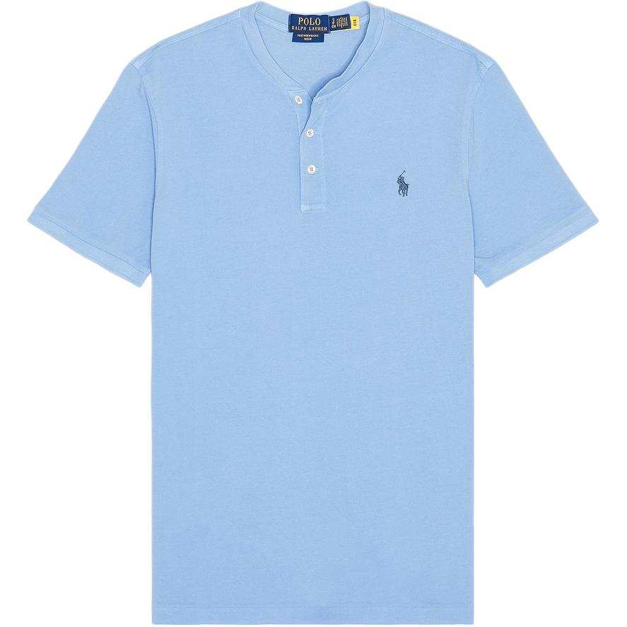 Polo Ralph Lauren T Shirts Men's Canvas Blue Henry Collar Moderate Straight Fit