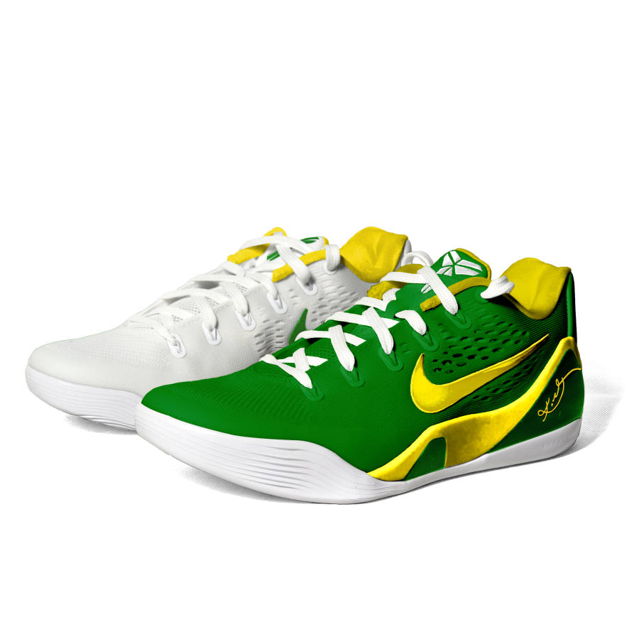 Nike Nike Kobe 9 Duke Blue Abrasion Resistant Abrasion Resistant Low top Basketball Shoes Unisex Yellow Green Mismatched