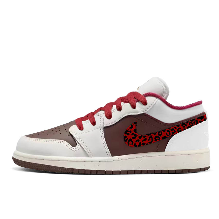 Jordan Jordan Air Jordan 1 Tracer Shadow Low top Children's Basketball Shoes White Brown Red Teenagers