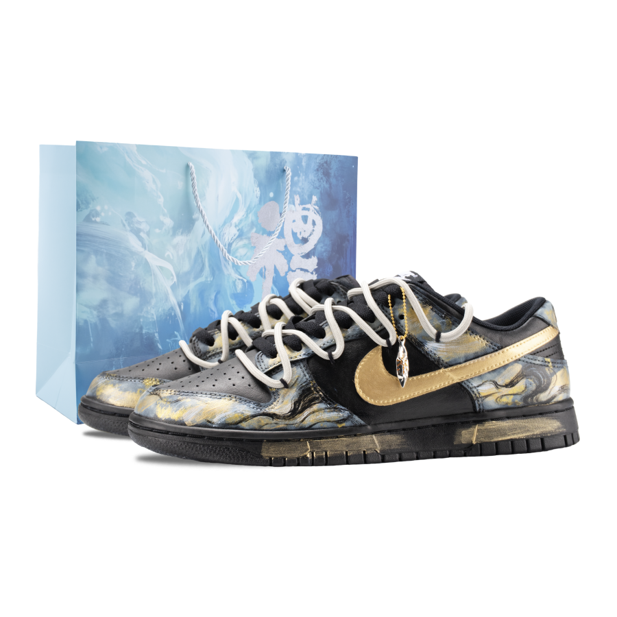 Nike Nike Dunk Sun Walker Abrasion Resistant Abrasion Resistant Skateboard Shoes Unisex Black Gold