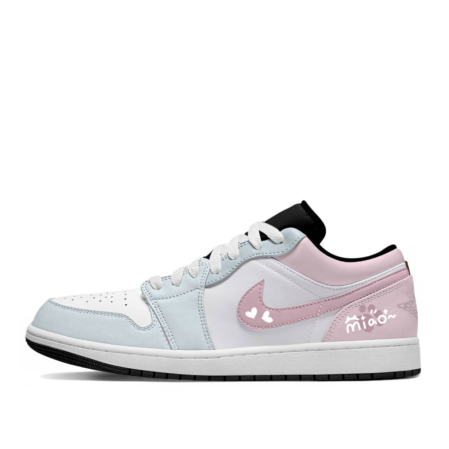 Jordan Jordan Air Jordan 1 Meow Limited Cushioning Abrasion Resistant Breathable Low top Children's Basketball Shoes Unisex