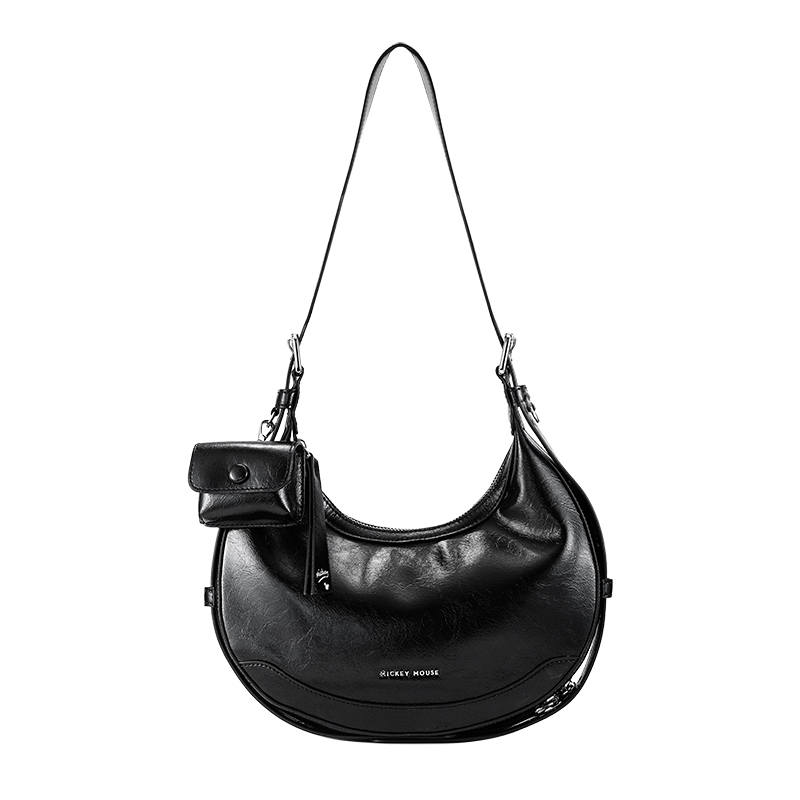 Disney Mickey Mouse Pu Shoulder Bag Regular Women's Cool Tone Black/Mocha