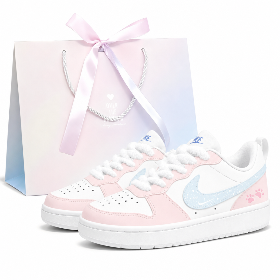 Nike Nike Court Borough Slip Resistant Abrasion Resistant Low top Skateboard Shoes Women's Pink Blue