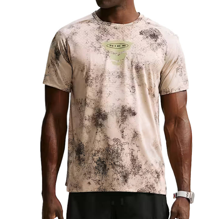 Nike Nike Dri Fit Running T Shirts Men's Unisex Olive Green Crew Neck Moderate