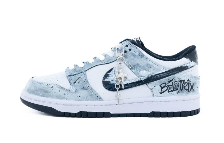Nike Nike Dunk Moonlight Graffiti Leather Abrasion Resistant Slip Resistant Low top Skateboard Shoes Unisex Black White
